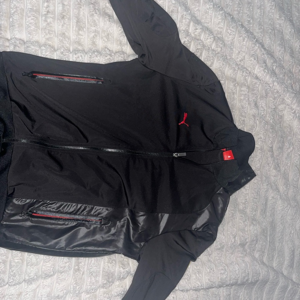 Ferrari Black and Red Bomber Jacket Sporty Design